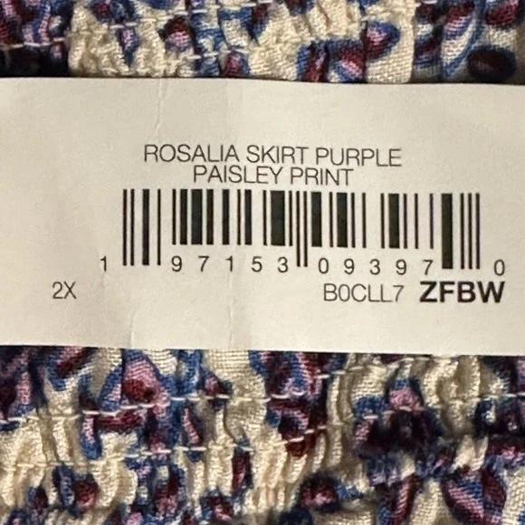 The Drop Purple Paisley Rosalia Smocked Waist Mini Skirt Size XXL NWT - Picture 8 of 14